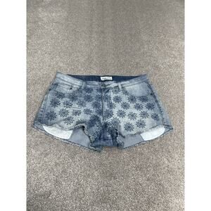 Y2K McBling indie Rue21 11/12 Daisy Floral Cutoff Denim micro shorts Frayed Hem